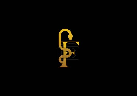 Illustration for Logo Medical Snake and Letter F Gold, elegant modern and minimalist, editable color - Royalty Free Image