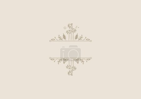 Ilustración de Logo Line Flower Leaf Garden y Botanical. Estética y femenina, línea sencilla y moderna de lujo. color editable. - Imagen libre de derechos