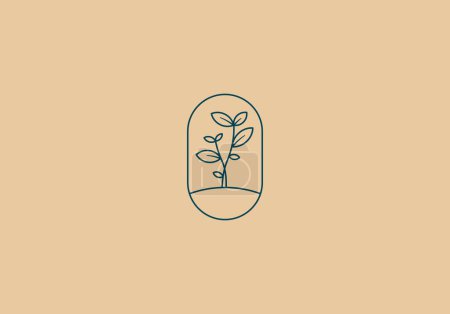 Ilustración de Logo Line Flower Leaf Garden y Botanical. Estética y femenina, línea sencilla y moderna de lujo. color editable. - Imagen libre de derechos