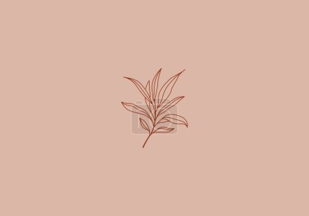 Ilustración de Logo Line Floral Leaf and Botanical. Estética y femenina, línea sencilla y moderna de lujo. color editable. - Imagen libre de derechos