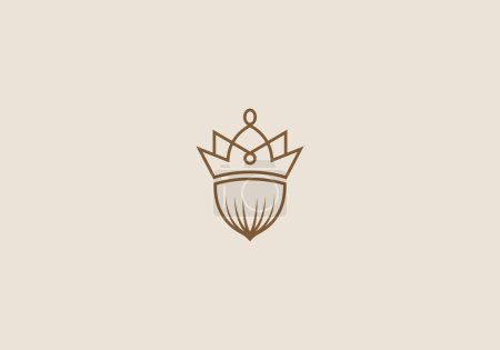 Ilustración de Logo Corona y bellota, Moderna, Lujosa, Minimalista y Dorada. Color editable - Imagen libre de derechos