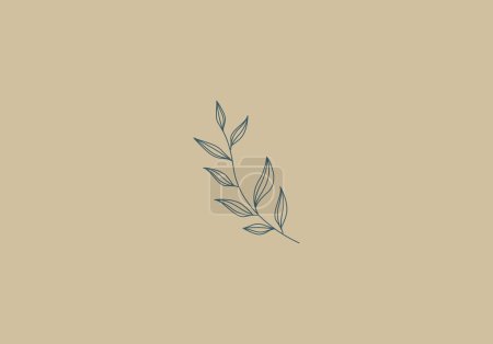 Illustration for Logo Line Floral Leaf and Botanical. Aesthetic and feminine, simple line and luxury modern. editable color. - Royalty Free Image
