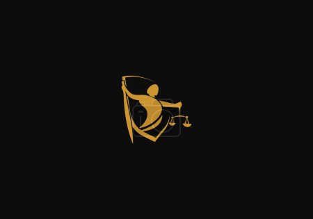 Ilustración de Logo Oro Mujeres Justicia y balance. Premium y minimalista, sencillo y lujoso moderno. color editable. - Imagen libre de derechos