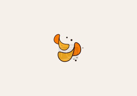 Téléchargez les illustrations : Logo chips, Food and Snack logo with Simple Potato Cartoon, Unique Food, Snack, Chips Identité d'entreprise Vector Icon. - en licence libre de droit