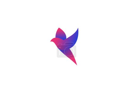 Téléchargez les illustrations : Logo coloré oiseau, Minimaliste, Moderne, Simple, couleur modifiable - en licence libre de droit