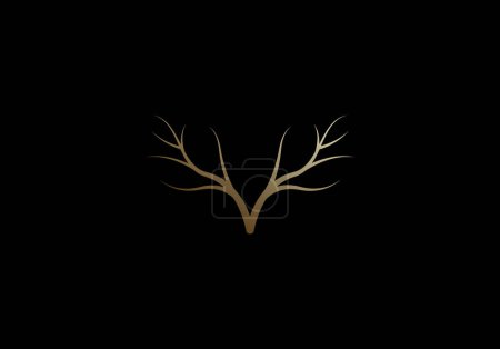 Illustration for Logo deer head and root, Minimalist, Modern, Logo Line, editable color - Royalty Free Image