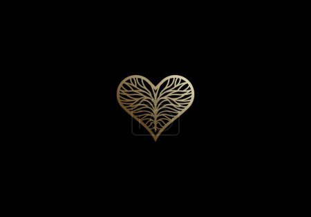 Illustration for Logo Love shape and Root, Minimalist, Modern, Logo Line, editable color - Royalty Free Image
