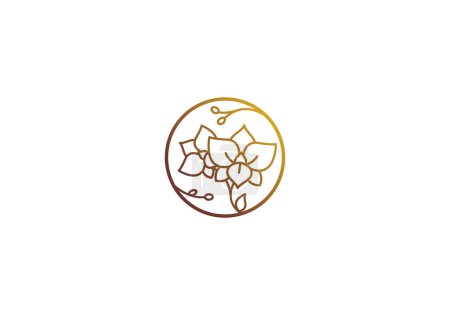 Illustration for Logo line Orchid elegant gold color, Minimalist, Modern, Logo Line, editable color - Royalty Free Image