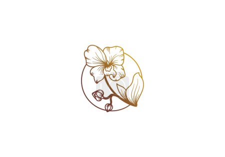Illustration for Logo line Orchid elegant gold color, Minimalist, Modern, Logo Line, editable color - Royalty Free Image
