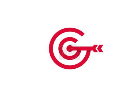 Illustration for Logo Letter G and Target Arrow, Minimalist and Modern Logo Template Premium. Editable FIle - Royalty Free Image