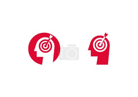 Ilustración de Logo Head of Man y Target Arrow, minimalista y moderno Logo Template Premium. FILA editable - Imagen libre de derechos