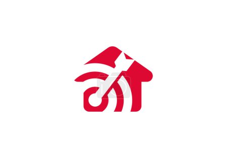 Ilustración de Logo Home y Target Arrow, Minimalista y Moderna Plantilla Logo Premium. FILA editable - Imagen libre de derechos