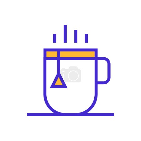 Téléchargez les illustrations : Icône tasse de thé chaud ou tasse de thé, icône unique, couleur ligne plate remplie et icône Colorfull - en licence libre de droit