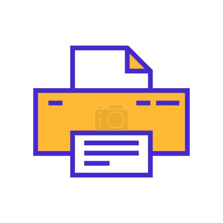 Illustration for Icon Printer Paper, single icon, Flat line color filled and Colorfull icon - Royalty Free Image