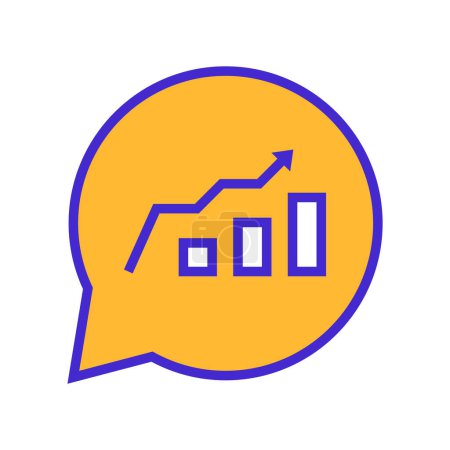 Illustration for Icon Chat Chart Statistic, single icon, Flat line color filled and Colorfull icon - Royalty Free Image