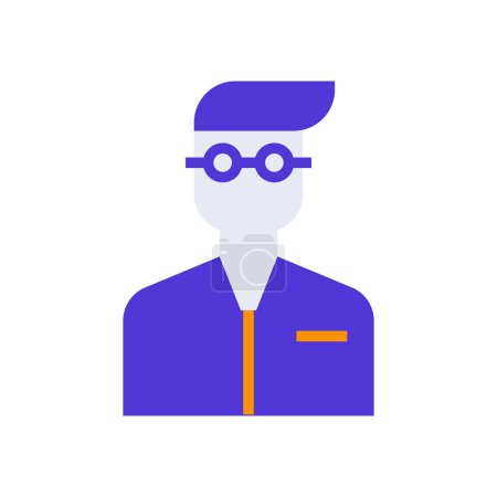 Illustration for Icon Office man, Business man or coworkers, single icon, Flat line color filled and Colorfull icon - Royalty Free Image