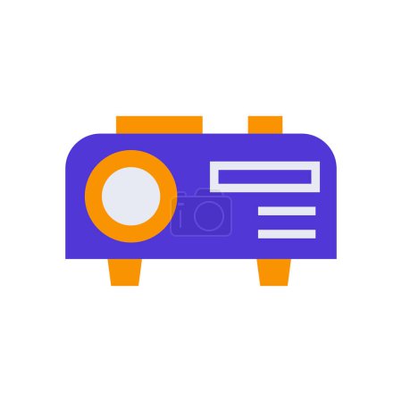 Illustration for Icon Projector presentation, single icon, Flat line color filled and Colorfull icon - Royalty Free Image