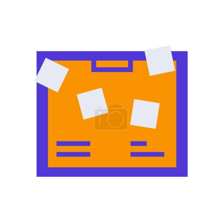 Téléchargez les illustrations : Icon Office Board avec notes collantes, Moodboard ou Planing Board, icône unique, couleur Flat line remplie et icône Colorfull - en licence libre de droit