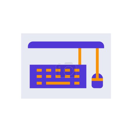 Illustration for Icon Office Desk Top View,, single icon, Flat line color filled and Colorfull icon - Royalty Free Image