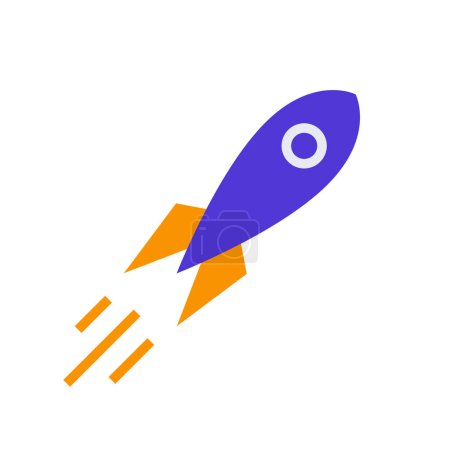 Ilustración de Icono Rocket burst, icono único, línea plana llena de color y colorido icono - Imagen libre de derechos