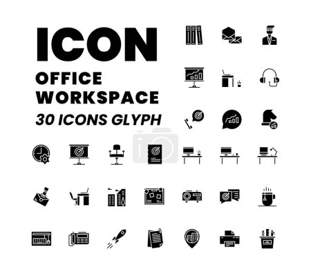 Ilustración de Icon Pack Office Worksapce pack, Icon Set Office - Imagen libre de derechos