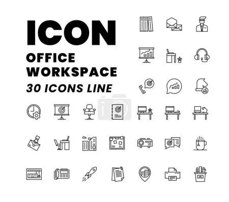 Téléchargez les illustrations : Pack d'icônes Pack de travail de bureau, Set d'icônes Bureau - en licence libre de droit