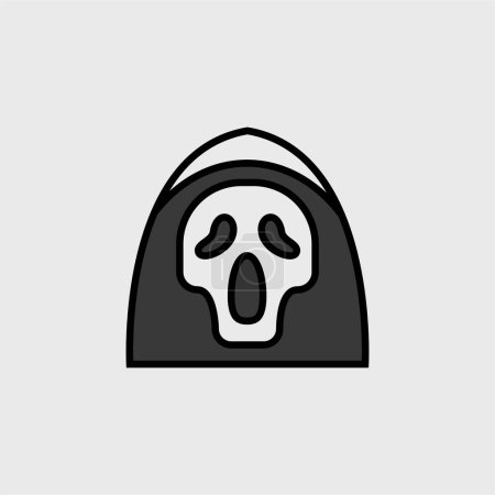 Téléchargez les illustrations : Grim Reaper dessin animé mignon, illustration simple, Halloween, effrayant, effrayant. - en licence libre de droit