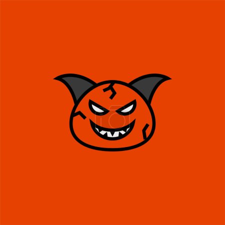 Illustration for Devil smile cartoon cute, simple illustration, halloween, spooky, scary. - Royalty Free Image