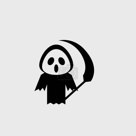 Illustration for Grim reaper cartoon cute, simple illustration, halloween, spooky, scary. - Royalty Free Image