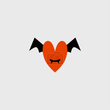 Illustration for Devil Love cartoon cute, simple illustration, halloween, spooky, scary. - Royalty Free Image
