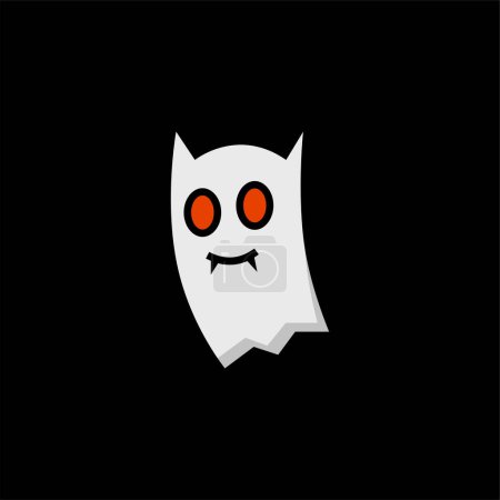 Illustration for Boo ghost devil smile cartoon cute, simple illustration, halloween, spooky, scary. - Royalty Free Image