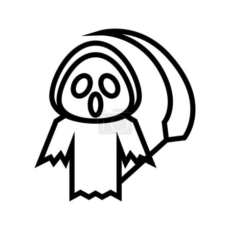 Ilustración de Icono grimreaper grito halloween, icono de Halloween, espeluznante, aterrador, Horor, icono simple y minimalista - Imagen libre de derechos