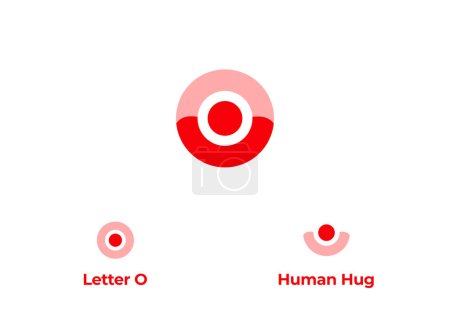 Téléchargez les illustrations : Logo humain et lettre O, logo humain Hug, logo moderne Minimalsit avec philosophie. Fichier modifiable - en licence libre de droit