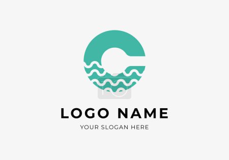 Illustration for Logo Letter C and Wave, Modern Fresh Trendy and Minimalist. Editable File - Royalty Free Image