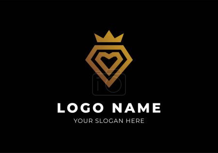 Illustration for Logo M Crown and Diamond Gold Shape, Elegance Modern Luxury and Minimalist. Editable File - Royalty Free Image