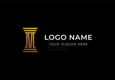 Illustration for Logo M Pillar Law Attorney Justice Gold, Modern Luxury and Minimalsit Logo Design. Aditable File - Royalty Free Image