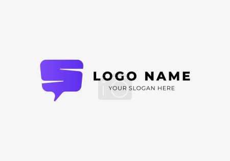 Illustration for Logo S and Bubble Square Chat Shape, Modern Minimalist and Technology Logo Design. Editable File - Royalty Free Image