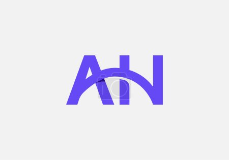 Ilustración de Logo letra A y N conectado con la forma del puente, logotipo minimalista, moderno, simple, tipografía, color editable - Imagen libre de derechos