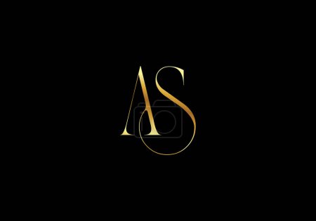 Illustration for Logo Letter A S with Elegant Gold Color, monogram serif logo design. Editable Color - Royalty Free Image