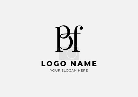 Ilustración de Logo tipografía letra B y F conectada. Diseño del logo del monograma serif. Color editable - Imagen libre de derechos