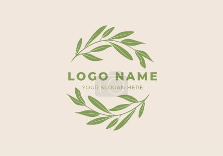 Illustration for Logo Olive branch leaf upside down. Border, template logo design. Editable color - Royalty Free Image
