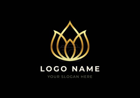 Illustration for Logo Line Lotus Modern and Minimalist Logo Design. Luxury, Gold, Elegant Concept. Editable color - Royalty Free Image