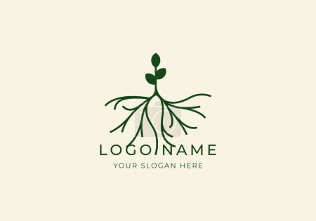 Illustration for Logo sprout with root. Nature, Botanical, modern, minimalist logo design. Editable color - Royalty Free Image