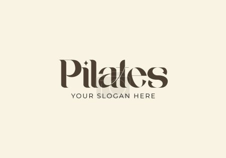 Illustration for Logo Typo word Pilates logo design. Elegant, luxury, Yoga, Fitnes, Women logo concept. Editable color - Royalty Free Image