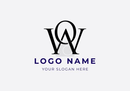 Illustration for Logo letter W A O. Modern Minimalist monogram serif bold logo design. Editable color - Royalty Free Image
