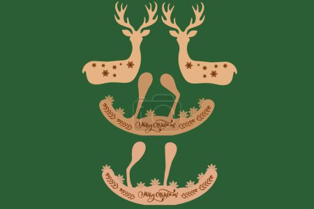 Illustration for CHRISTMAS DEER Digital multilayer layout files are specially prepared for the laser cut, CNC router machine and other cutting machines. - Royalty Free Image