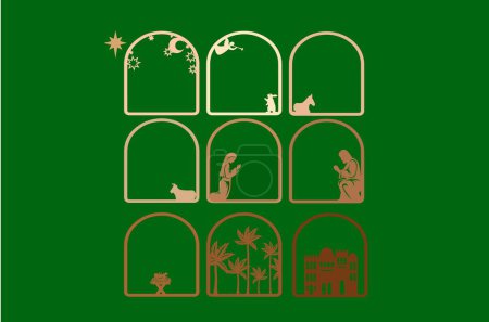 Illustration for Nativity Scene Digital multilayer layout files are specially prepared for the laser cut, CNC router machine and other cutting machines. - Royalty Free Image