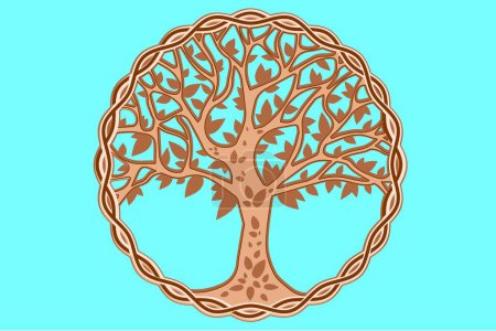 Illustration for Tree of Life Digital multilayer layout files are specially prepared for the laser cut, CNC router machine and other cutting machines. - Royalty Free Image