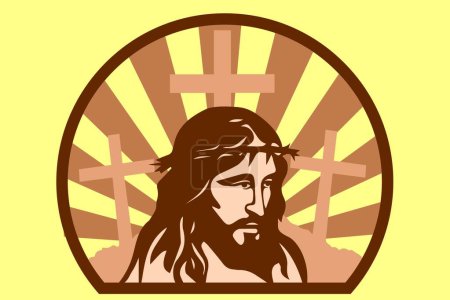Illustration for JESUS Digital multilayer layout files are specially prepared for the laser cut, CNC router machine and other cutting machines. - Royalty Free Image