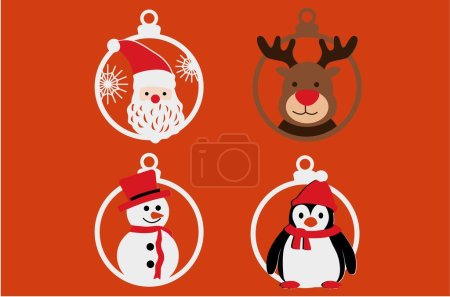 Illustration for CHRISTMAS TREE TOYS Digital multilayer layout files are specially prepared for the laser cut, CNC router machine and other cutting machines. - Royalty Free Image